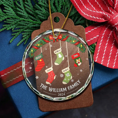 Family Stockings - Personalized Circle Glass Ornament